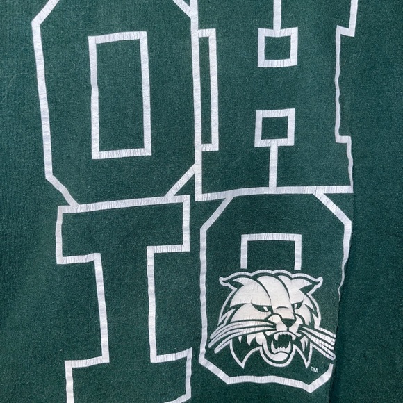 vintage Y2K Ohio University Bobcats Green Shirt S Jerzees tag NCAA College - Picture 2 of 4
